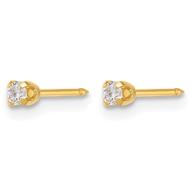 14K Yellow Gold Polished 2.4mm .10ct Lab Grown Diamond Short Post Earrings