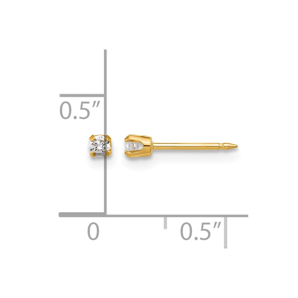 14K Yellow Gold Polished 2.4mm .10ct Lab Grown Diamond Short Post Earrings