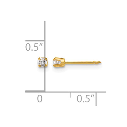 14K Yellow Gold Polished 2.4mm .10ct Lab Grown Diamond Short Post Earrings