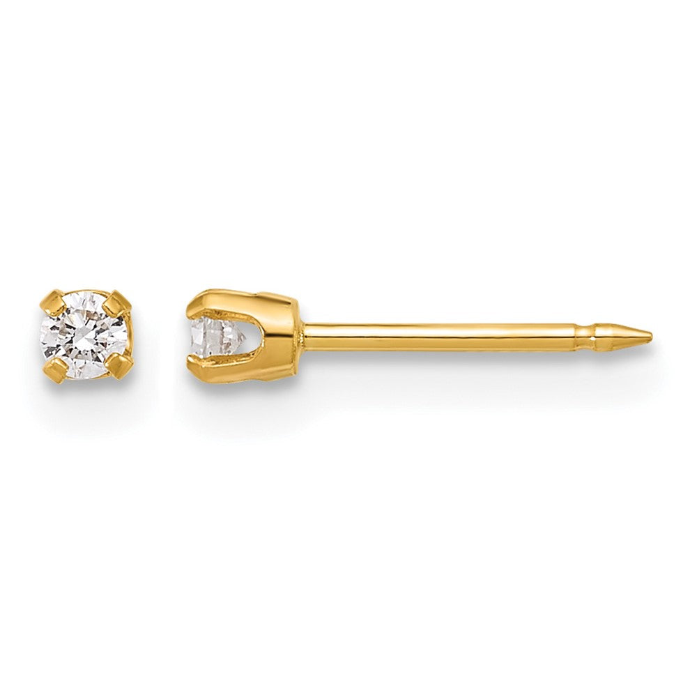 14K Yellow Gold Polished 2.4mm .10ct Lab Grown Diamond Short Post Earrings