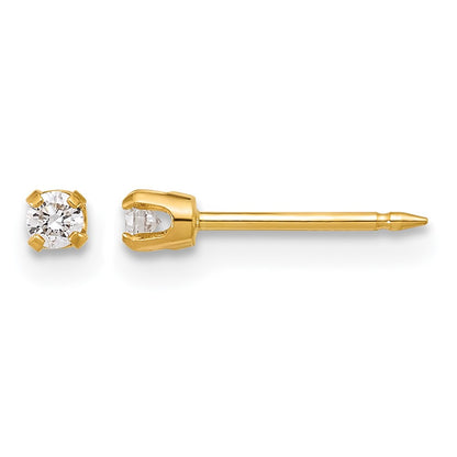 14K Yellow Gold Polished 2.4mm .10ct Lab Grown Diamond Short Post Earrings