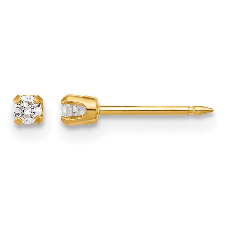 14K Yellow Gold Polished 2.4mm .10ct Lab Grown Diamond Short Post Earrings