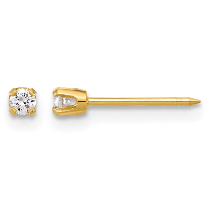 14K Yellow Gold Polished 2.4mm .10ct Lab Grown Diamond Stud Earrings