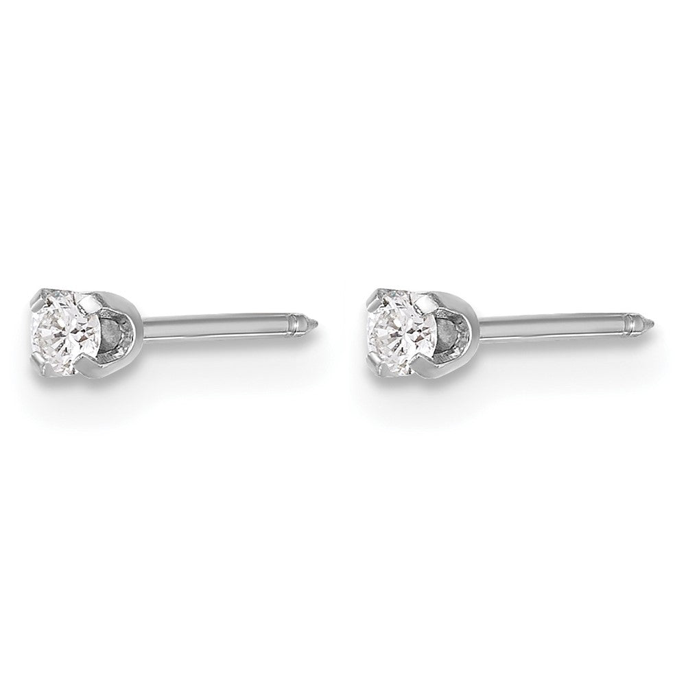 14K White Gold 2.4mm .10ct Lab Grown Diamond Short Post Earrings