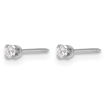 14K White Gold 2.4mm .10ct Lab Grown Diamond Short Post Earrings