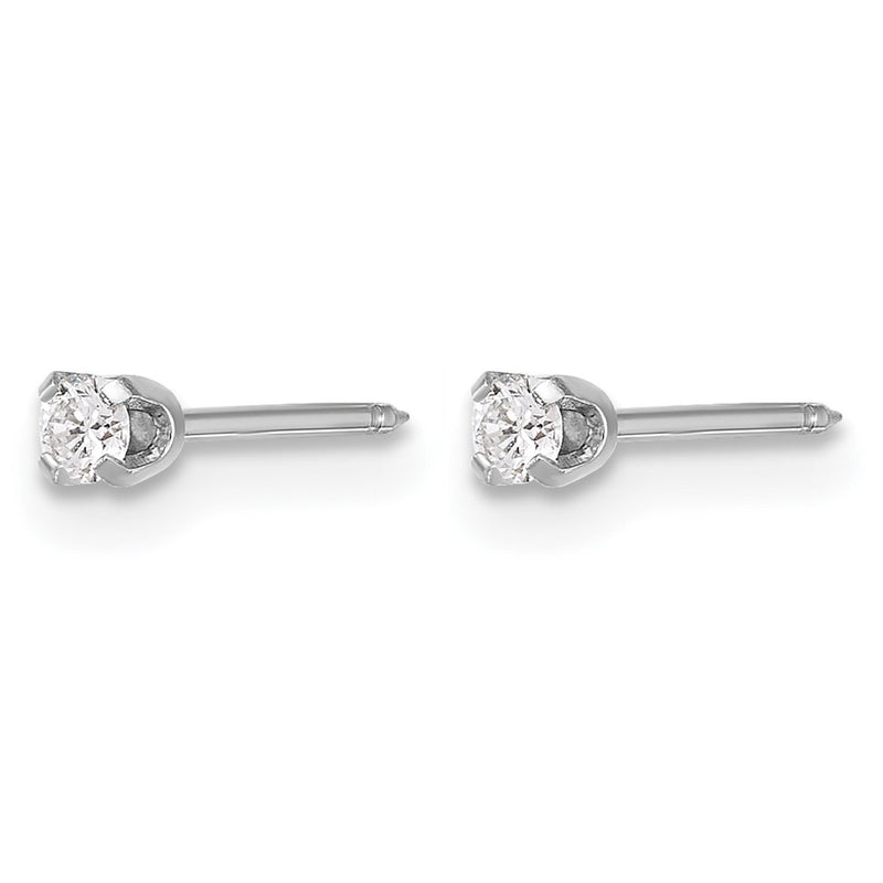 14K White Gold 2.4mm .10ct Lab Grown Diamond Short Post Earrings