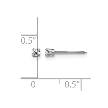 14K White Gold 2.4mm .10ct Lab Grown Diamond Short Post Earrings