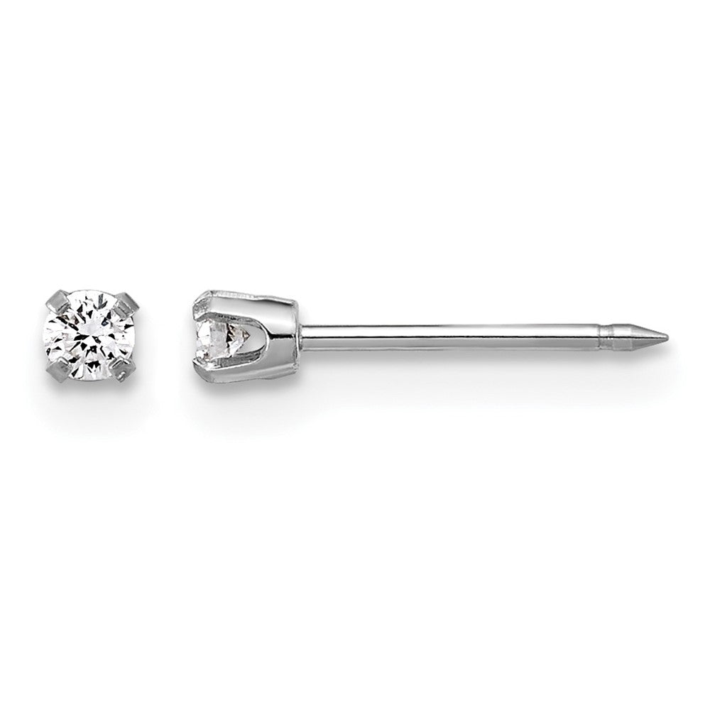 14K White Gold 2.4mm .10ct Lab Grown Diamond Short Post Earrings