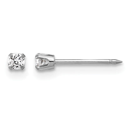 14K White Gold 2.4mm .10ct Lab Grown Diamond Short Post Earrings
