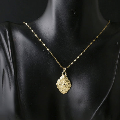 14K Yellow Gold Retro Cancer Zodiac Necklace