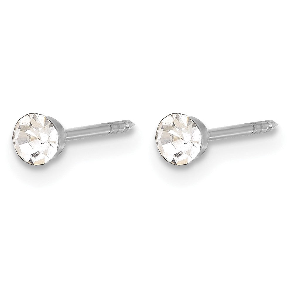 14K White Gold 3mm Crystal Post Earrings