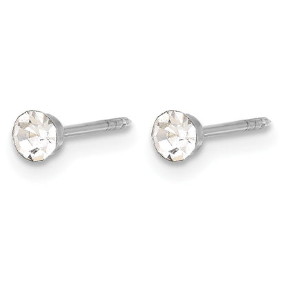 14K White Gold 3mm Crystal Post Earrings
