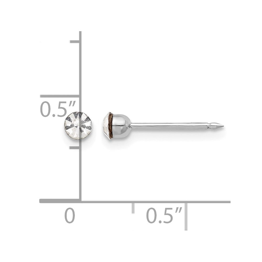 14K White Gold 3mm Crystal Post Earrings