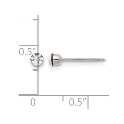 14K White Gold 3mm Crystal Post Earrings