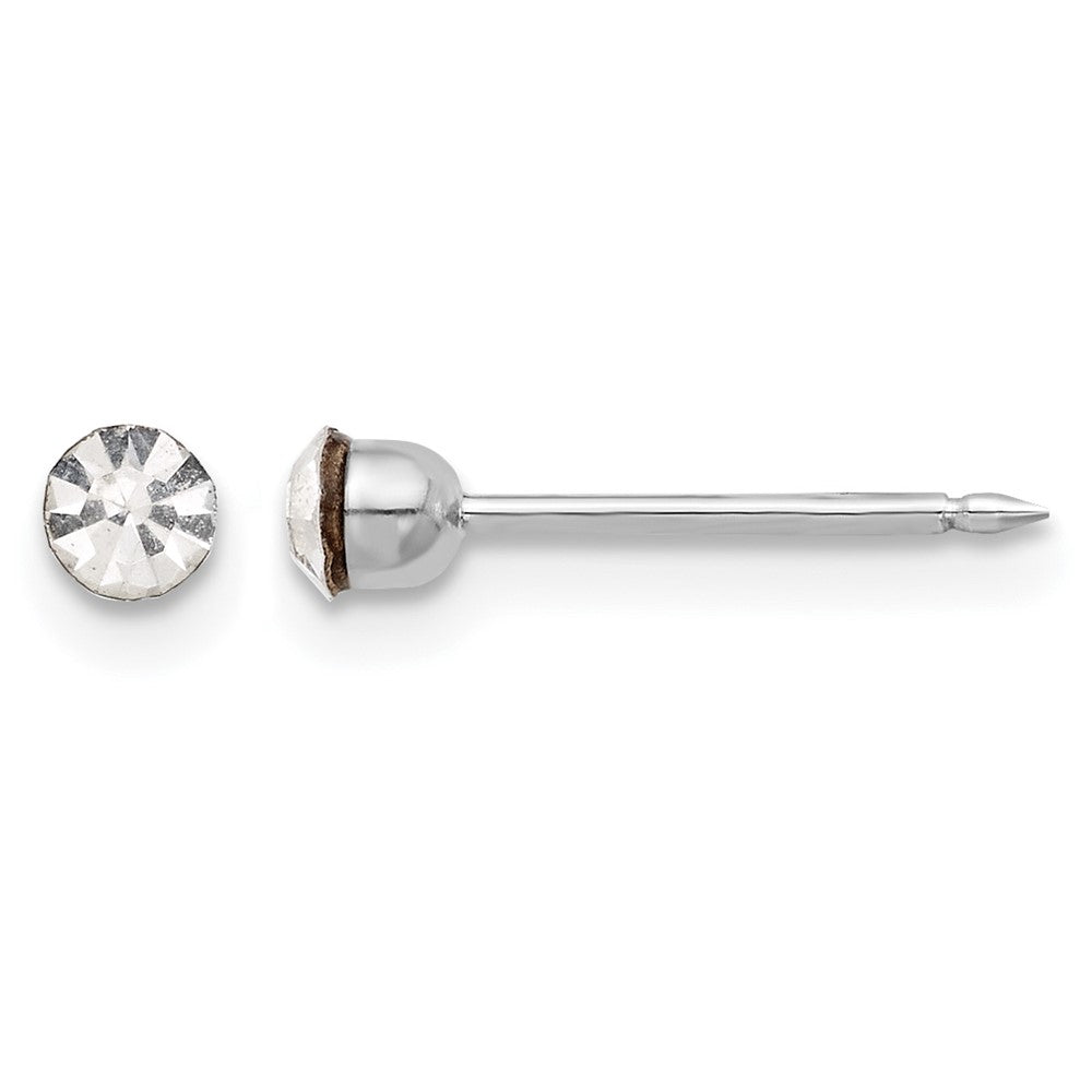 14K White Gold 3mm Crystal Post Earrings