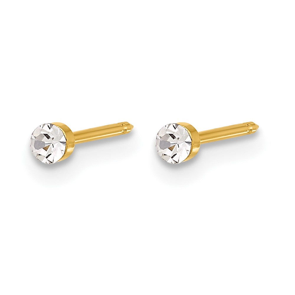 14K Yellow Gold Polished 2.4mm Crystal Post Earrings