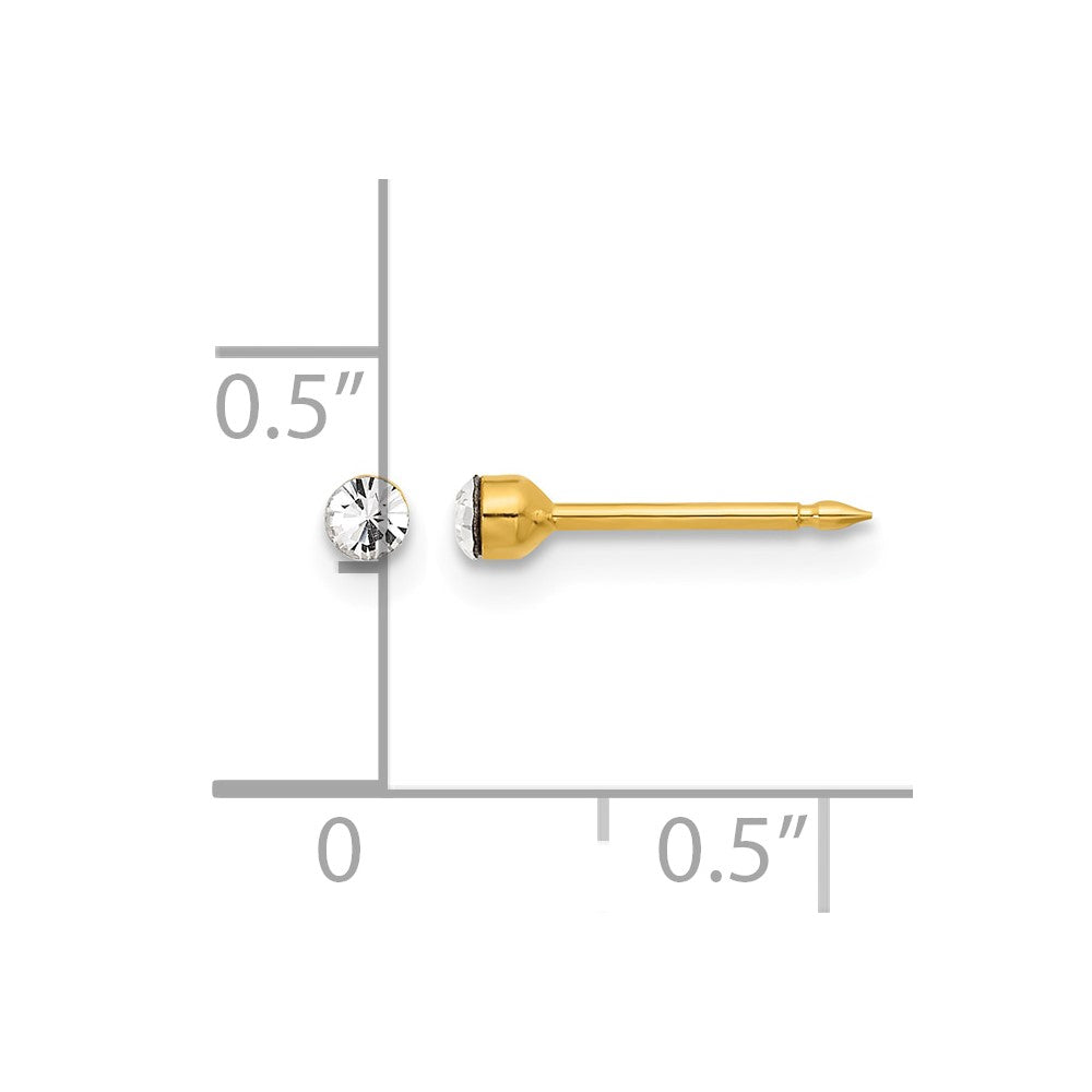 14K Yellow Gold Polished 2.4mm Crystal Post Earrings