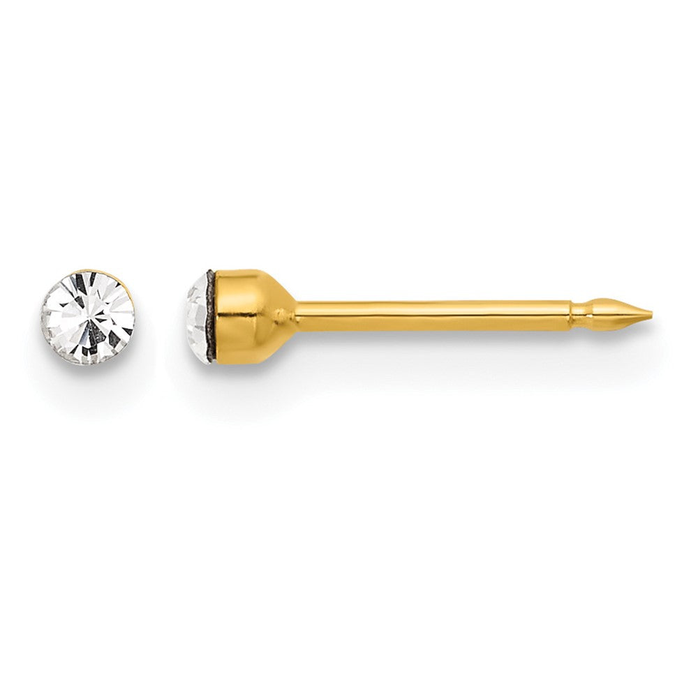 14K Yellow Gold Polished 2.4mm Crystal Post Earrings