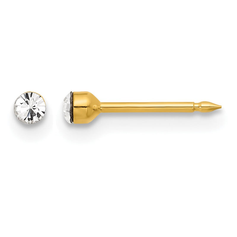 14K Yellow Gold Polished 2.4mm Crystal Post Earrings
