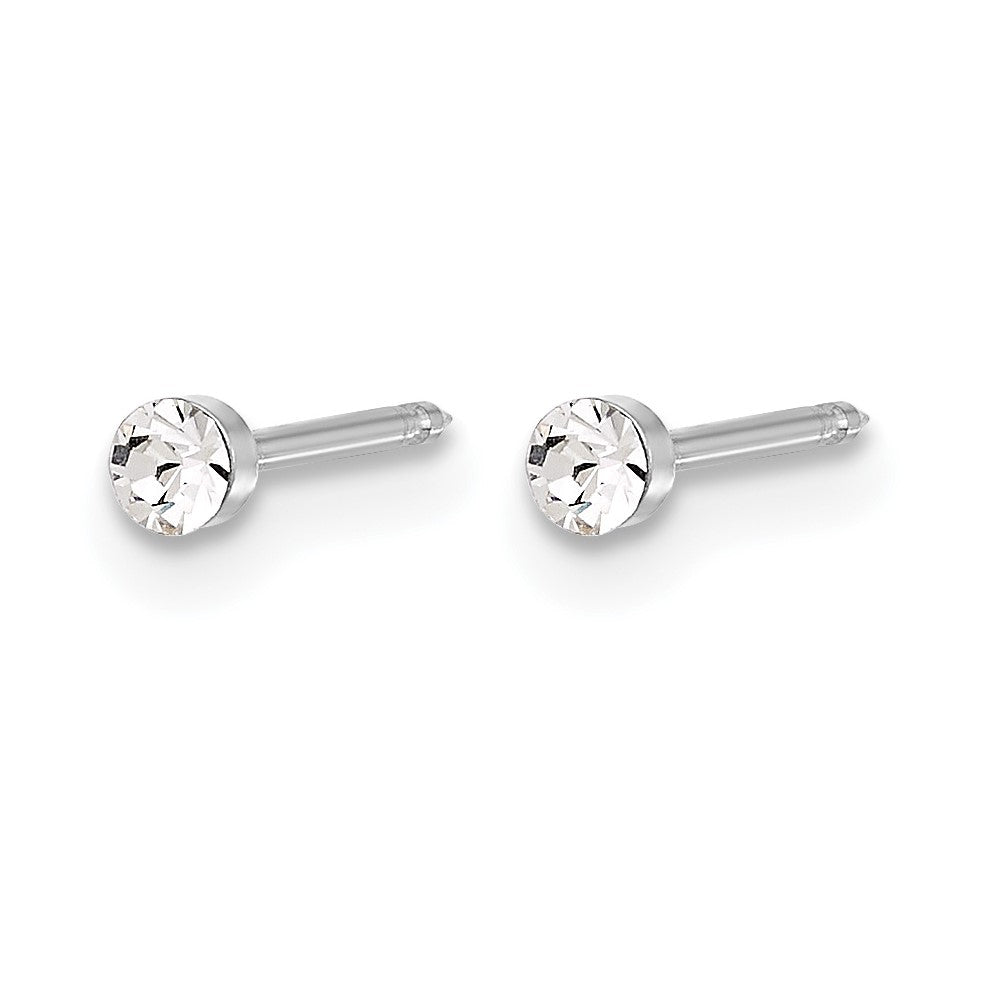 14K White Gold Polished 2.4mm Crystal Post Earrings