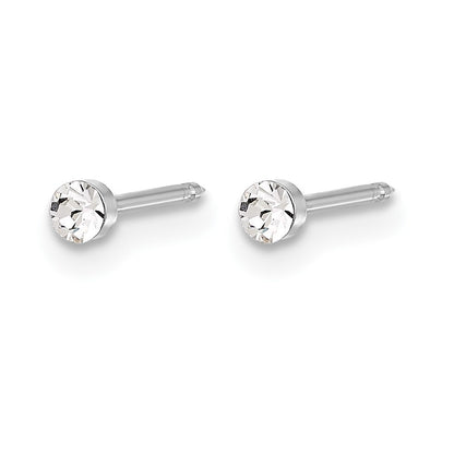 14K White Gold Polished 2.4mm Crystal Post Earrings