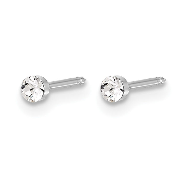 14K White Gold Polished 2.4mm Crystal Post Earrings
