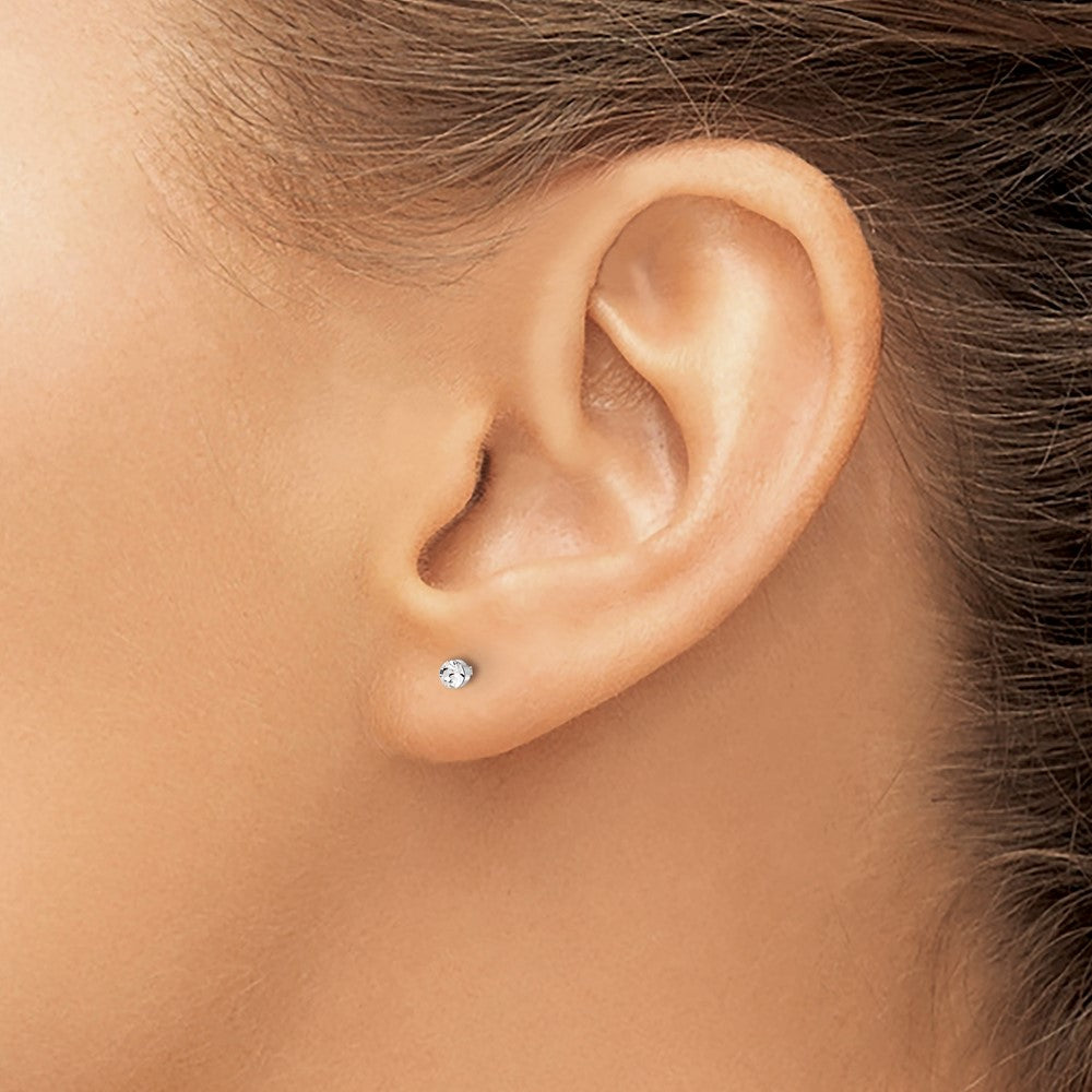 14K White Gold Polished 2.4mm Crystal Post Earrings