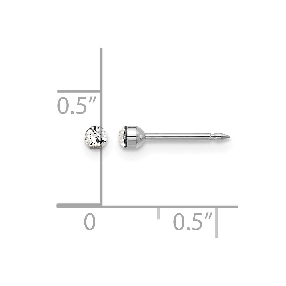 14K White Gold Polished 2.4mm Crystal Post Earrings