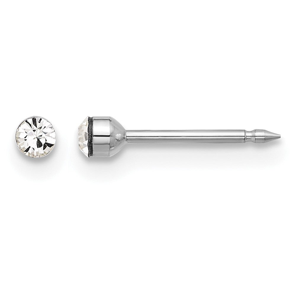 14K White Gold Polished 2.4mm Crystal Post Earrings