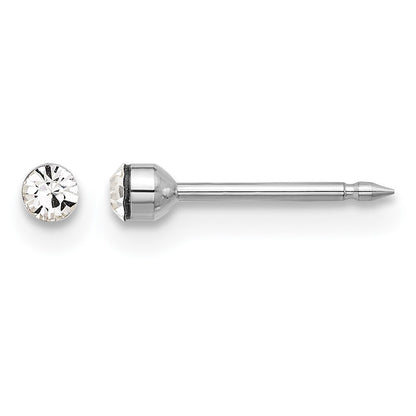 14K White Gold Polished 2.4mm Crystal Post Earrings