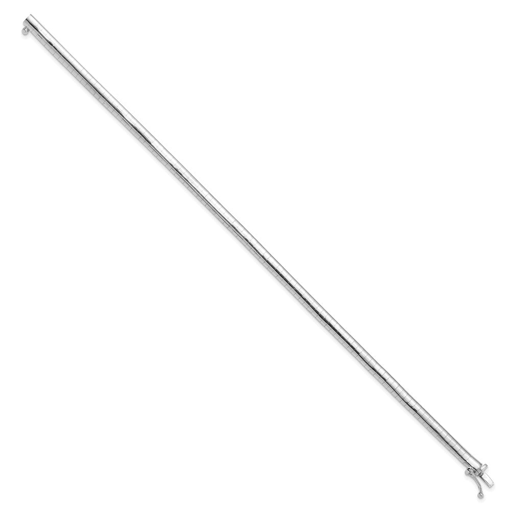 14K White Gold 4mm Domed 7 Inch Omega Bracelet