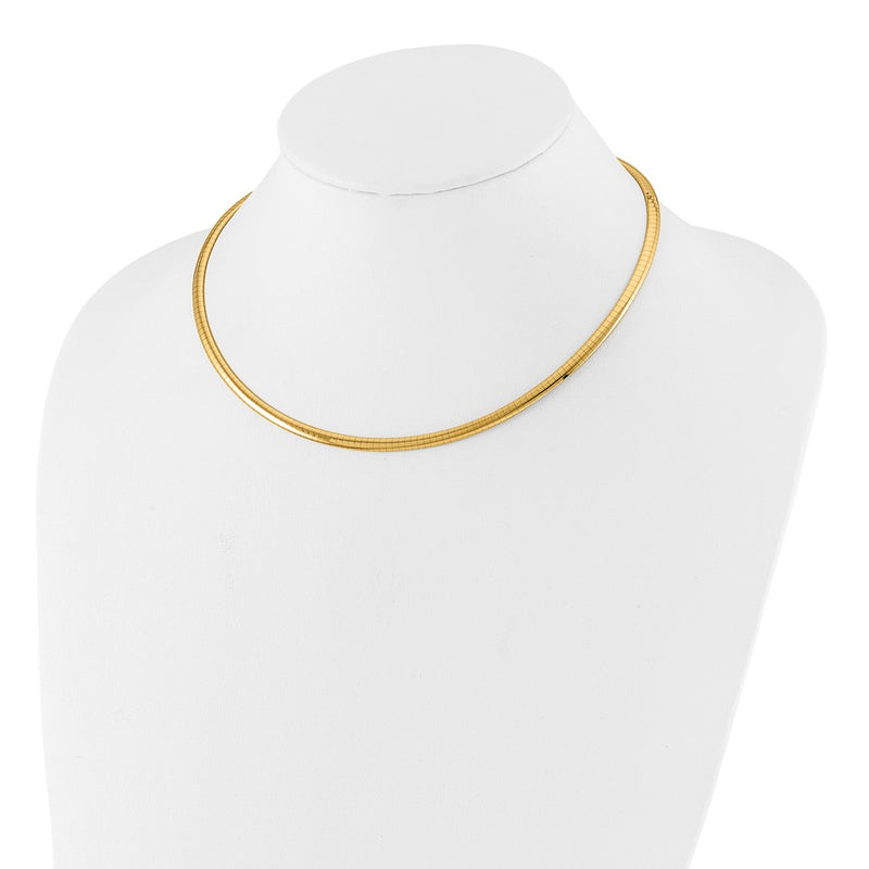 14k Yellow Gold 4mm Domed Omega Necklace