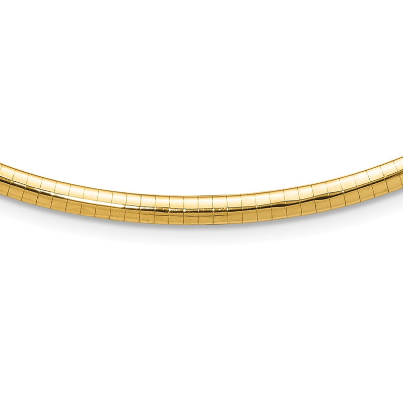 14k Yellow Gold 4mm Domed Omega Necklace