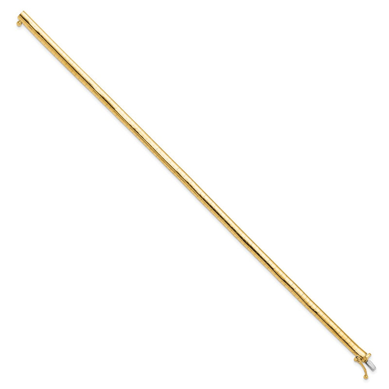 14k Yellow Gold 4mm Domed 7 inch Omega Bracelet