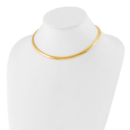 14k Yellow Gold 6mm Lightweight Domed Omega Necklace