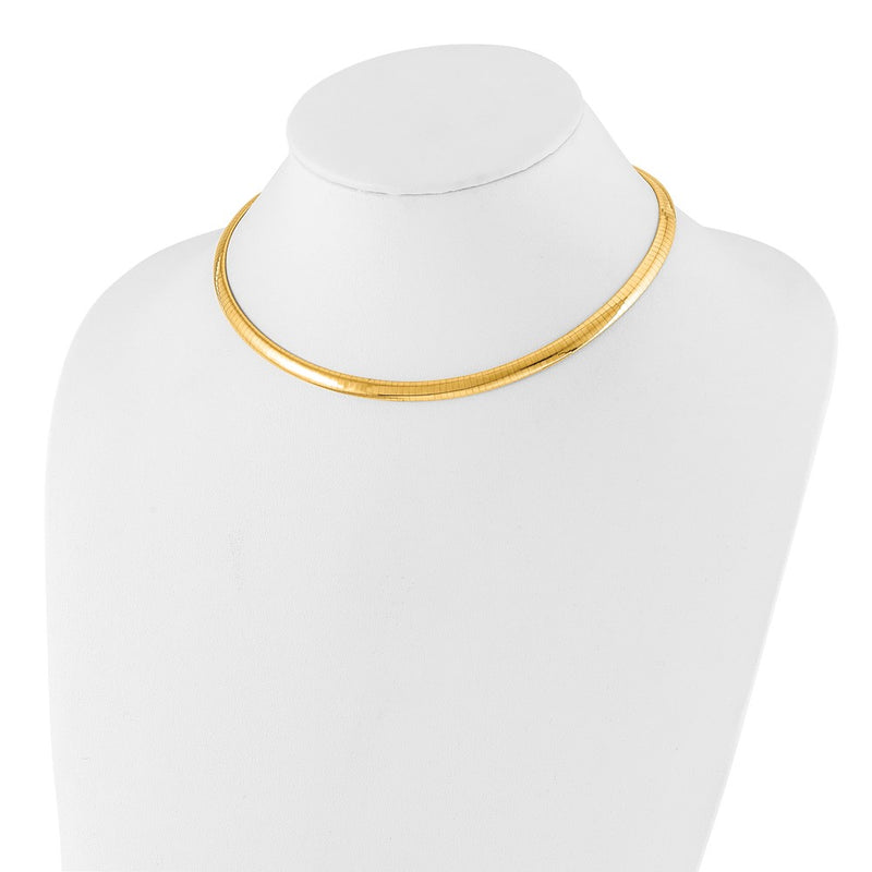 14k Yellow Gold 6mm Lightweight Domed Omega Necklace