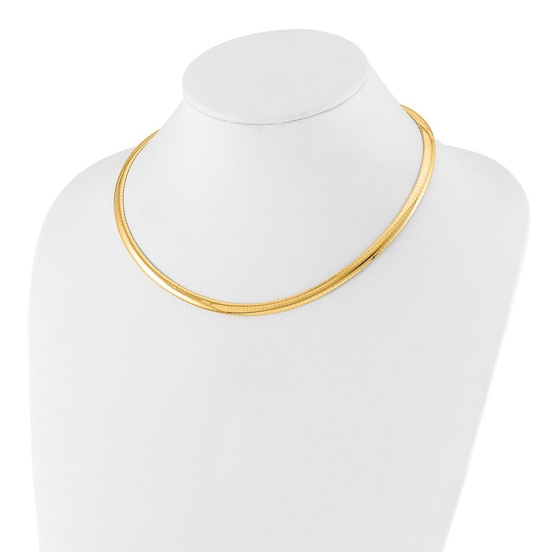 14k Yellow Gold 6mm Lightweight Domed Omega Necklace