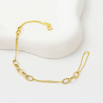 14K Yellow Gold Double Chain Hoop Bracelet