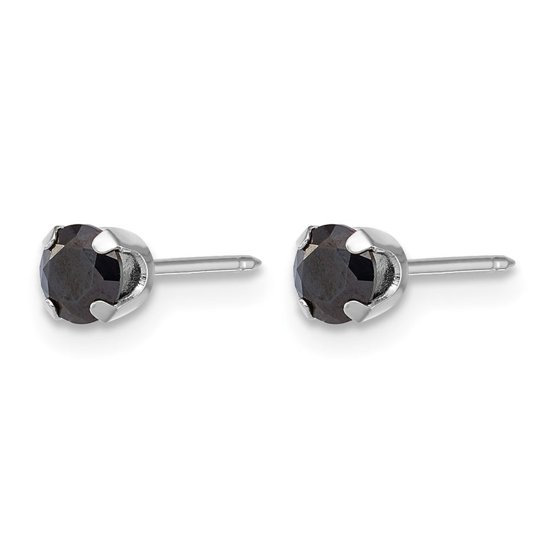 14K Polished White Gold 4mm Black CZ Stud Earrings