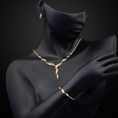 14K Yellow Gold River Wedding Set