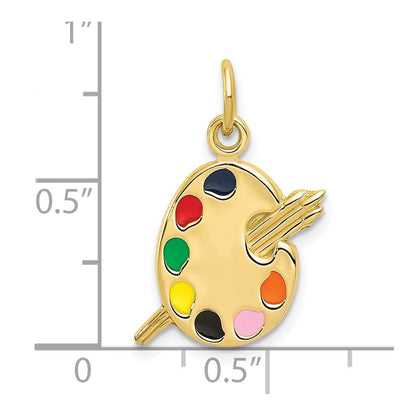 10K Yellow Gold Enameled Artist Palette Charm