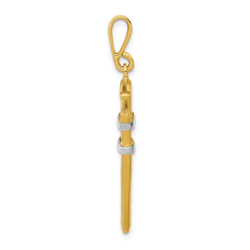 10K Yellow W/Rhodium & Rhodium 3-D Pipe Wrench Charm