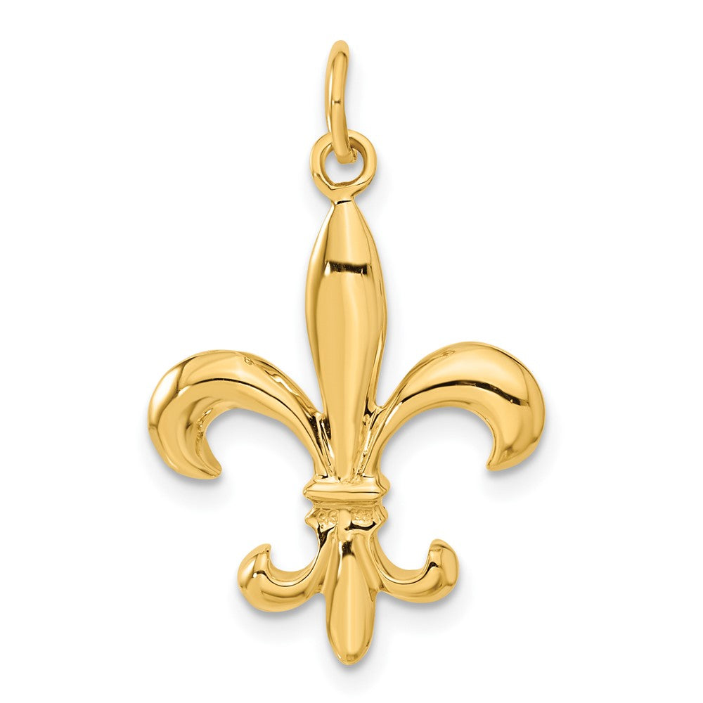 10K Yellow Gold Solid Fleur De Lis 3-D Charm