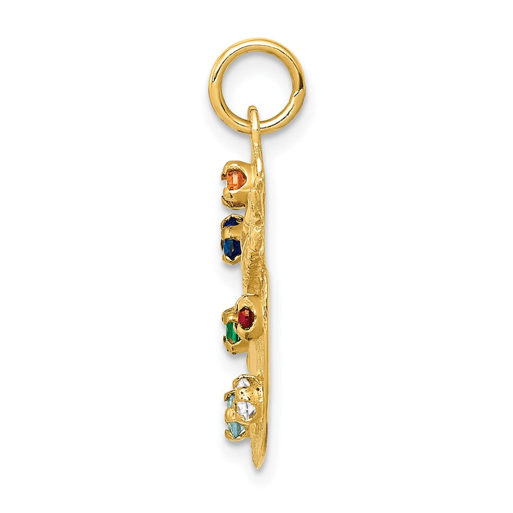 10K Yellow Gold Cz Stones Artist Palette Charm