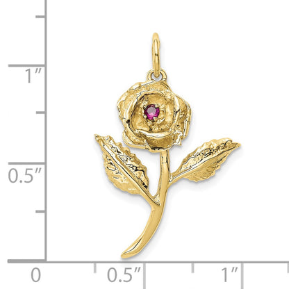 10K Yellow Gold Cz Rose Charm