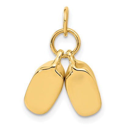 10K Yellow Gold Polished Baby Shoes Charm