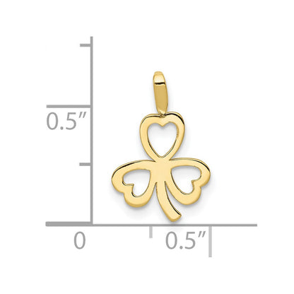 10K Yellow Gold Heart Clover Charm