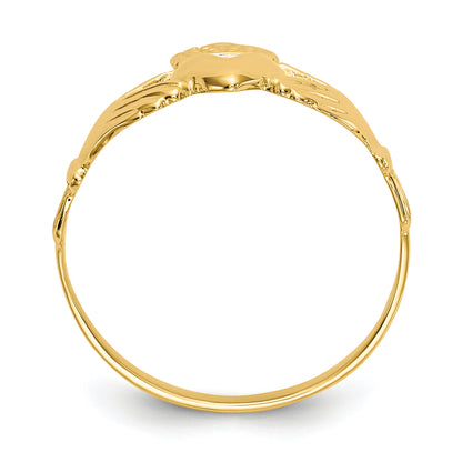10K Yellow Gold Polished Claddagh Ring