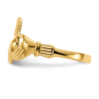 10K Yellow Gold Polished Claddagh Ring