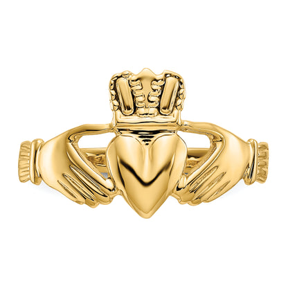 10K Yellow Gold Polished Claddagh Ring